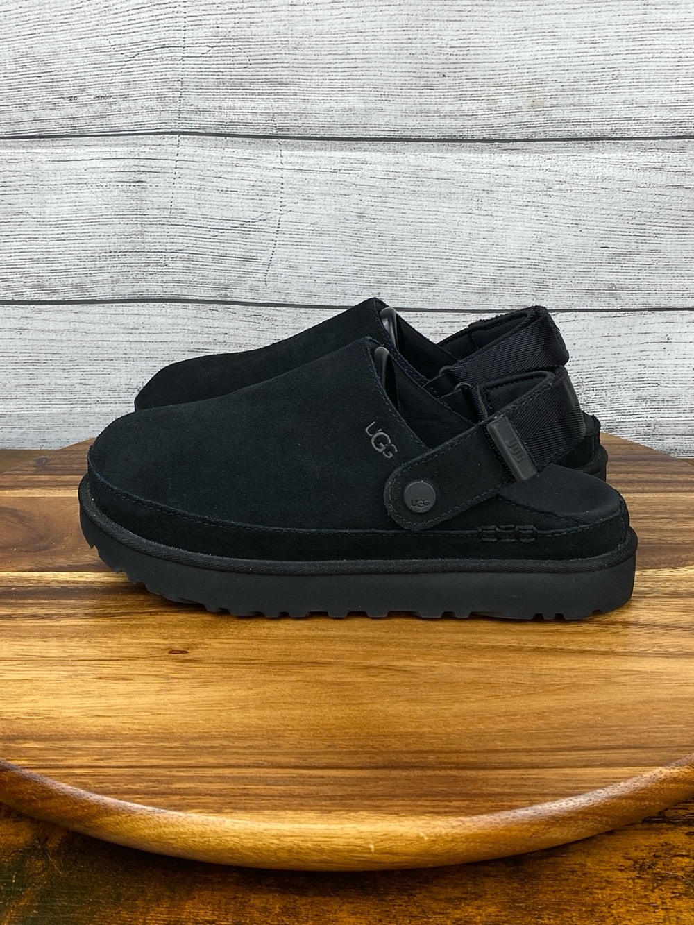 UGG Goldenstar Clog Black Suede Heel Strap 1138252 Women’s Shoe Size 7